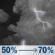 Thursday Night: A chance of showers and thunderstorms after 8pm. Mostly cloudy, with a low around 64. South wind 5 to 10 mph. Chance of precipitation is 70%. Thursday Night: Chance Showers And Thunderstorms
